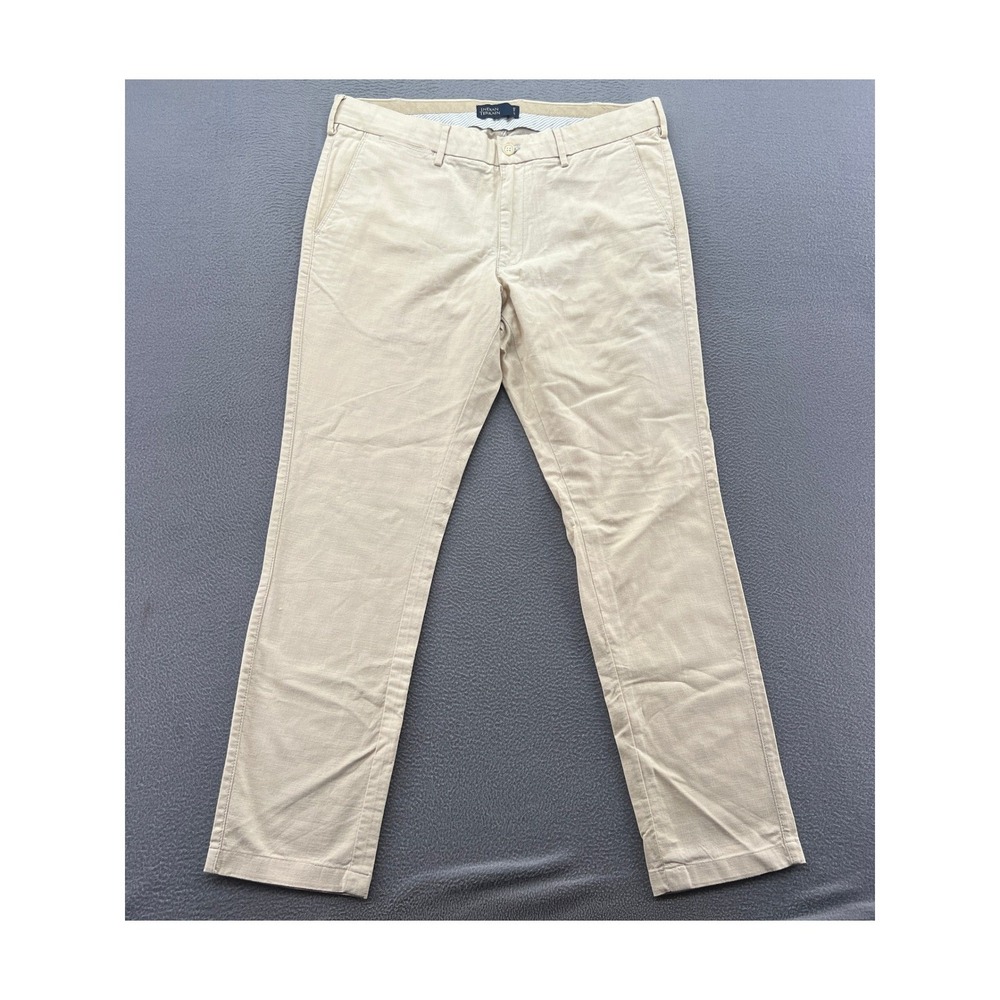 Indian Terrain Linen Pants Mens 36 Khaki Blend Chino Beige Straight Leg